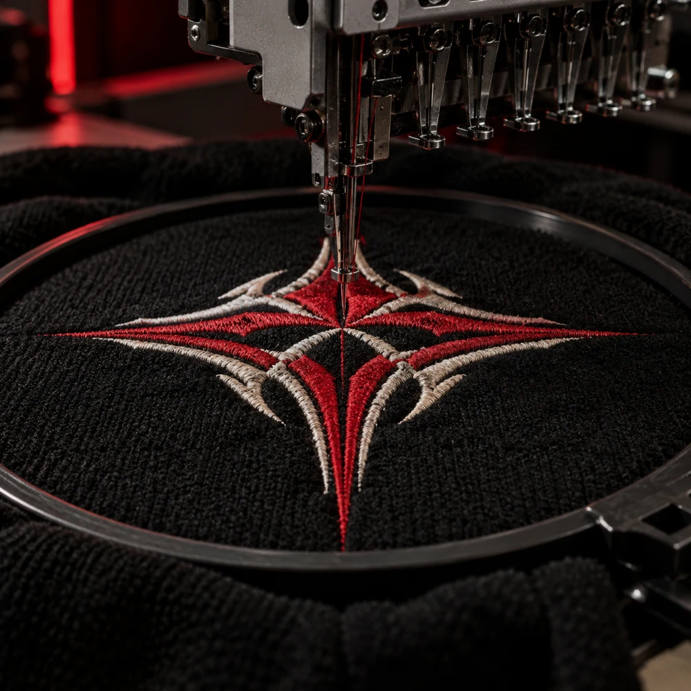 Embroidery work: stitch density / thread texture