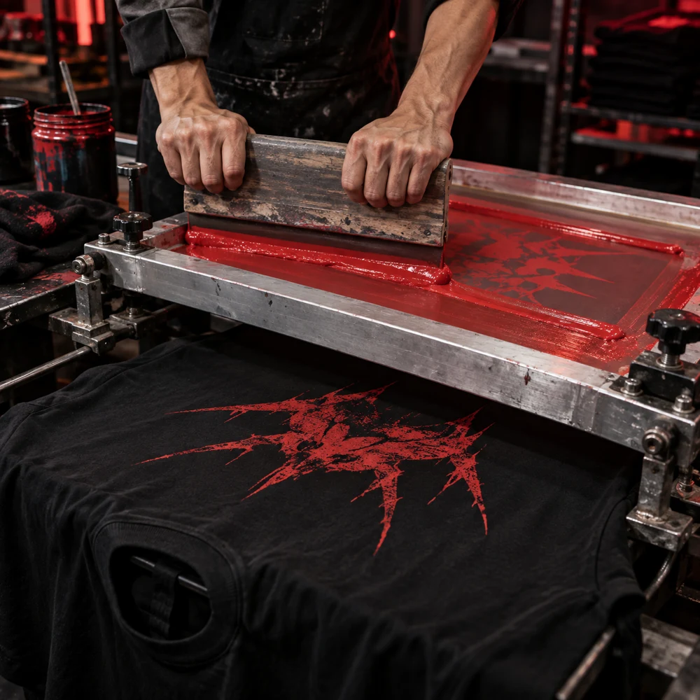 Printing work: screen printing / ink application